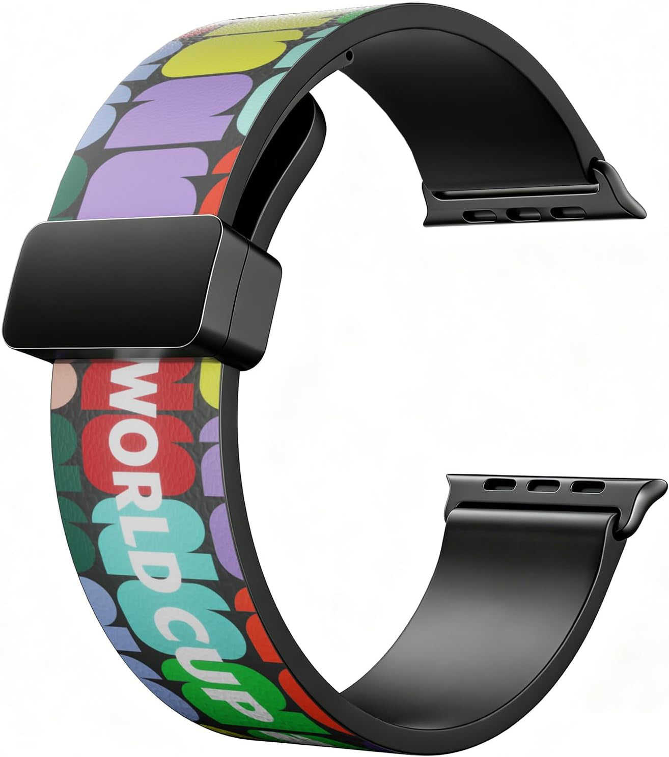 FIFA World Cup Magnetic 2026 Silicone Band Compatible Witch Apple Watch Bands 38Mm 40Mm 41Mm 42Mm 44Mm 45Mm 46Mm 49Mm Women Men, Soft Black Sport Replacement Strap for Iwatch Series