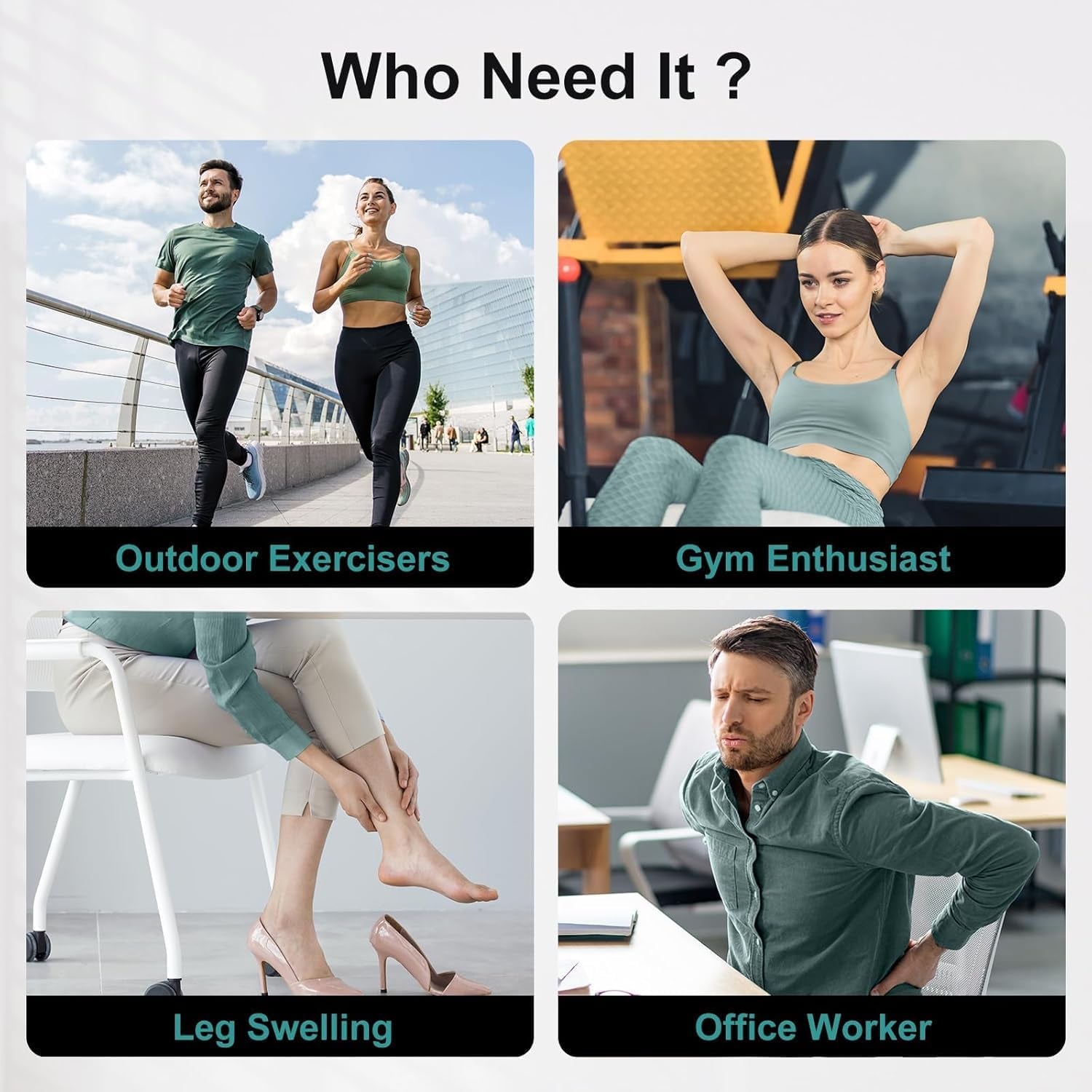 Cordless Leg Compression Massager Recovery System, (2-Pack) Middle | Rechargeable Compression Boots, 6 Modes, 4 Intensities, 3 Timer, FSA Eligible HSA Legs Relaxation Gifts for Athletes Gym