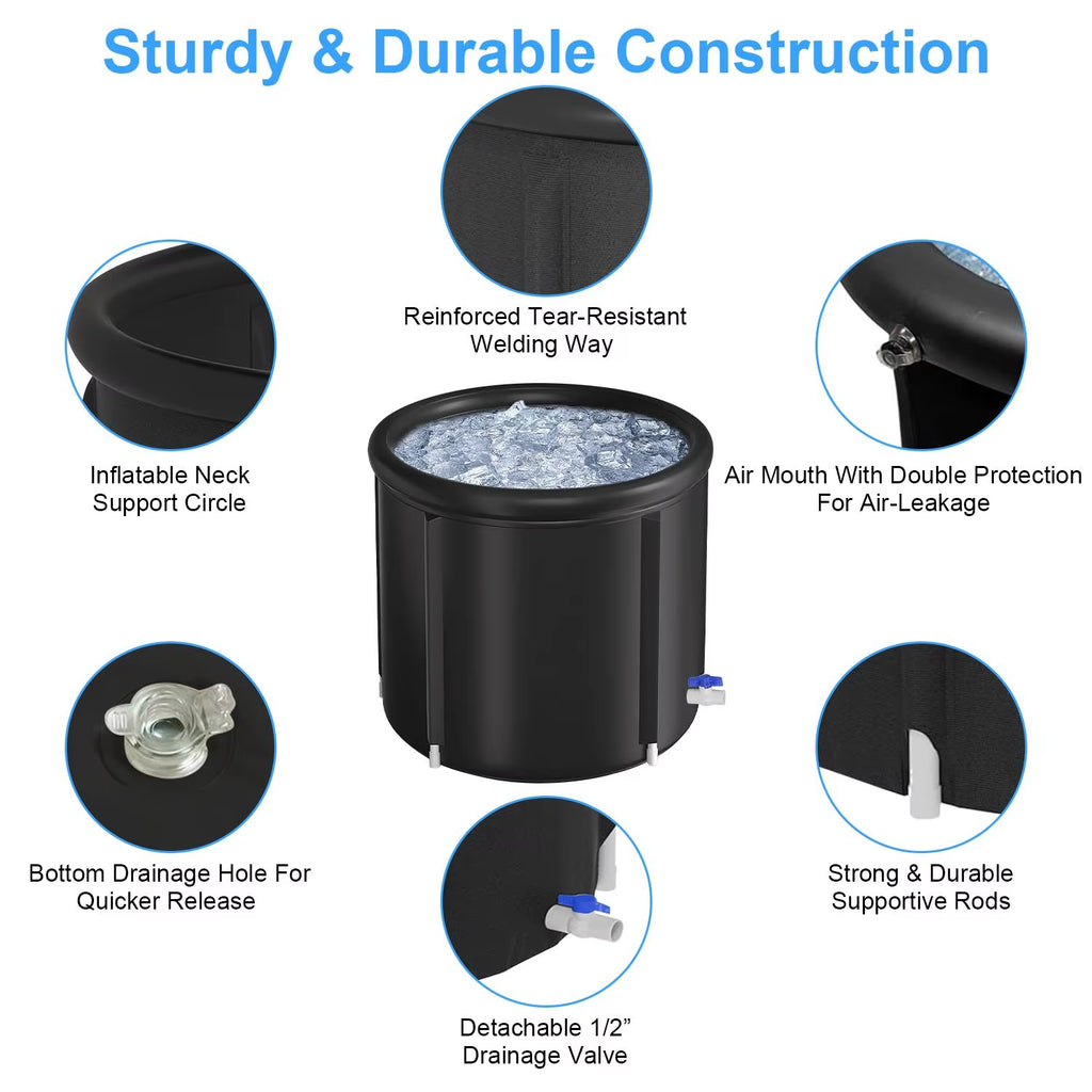 97Gal Large Size Portable Ice Bath Tub 660LBS Capacity Cold Water Therapy Plunge for Adults Athletes Recovery Outdoor Therapy