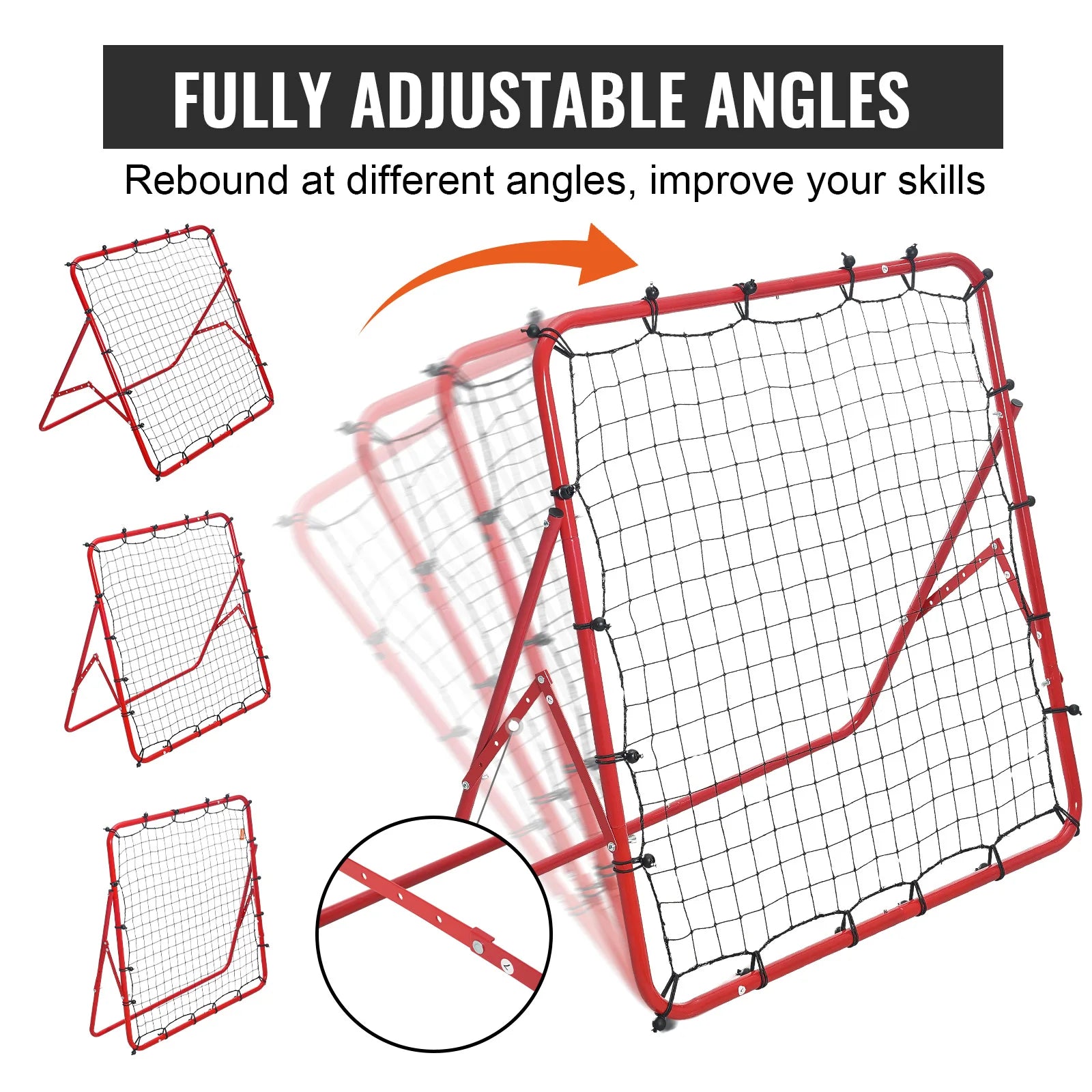 Soccer Rebounder Net Portable Football Training Equipment Adjustable Angle 39x39 ft