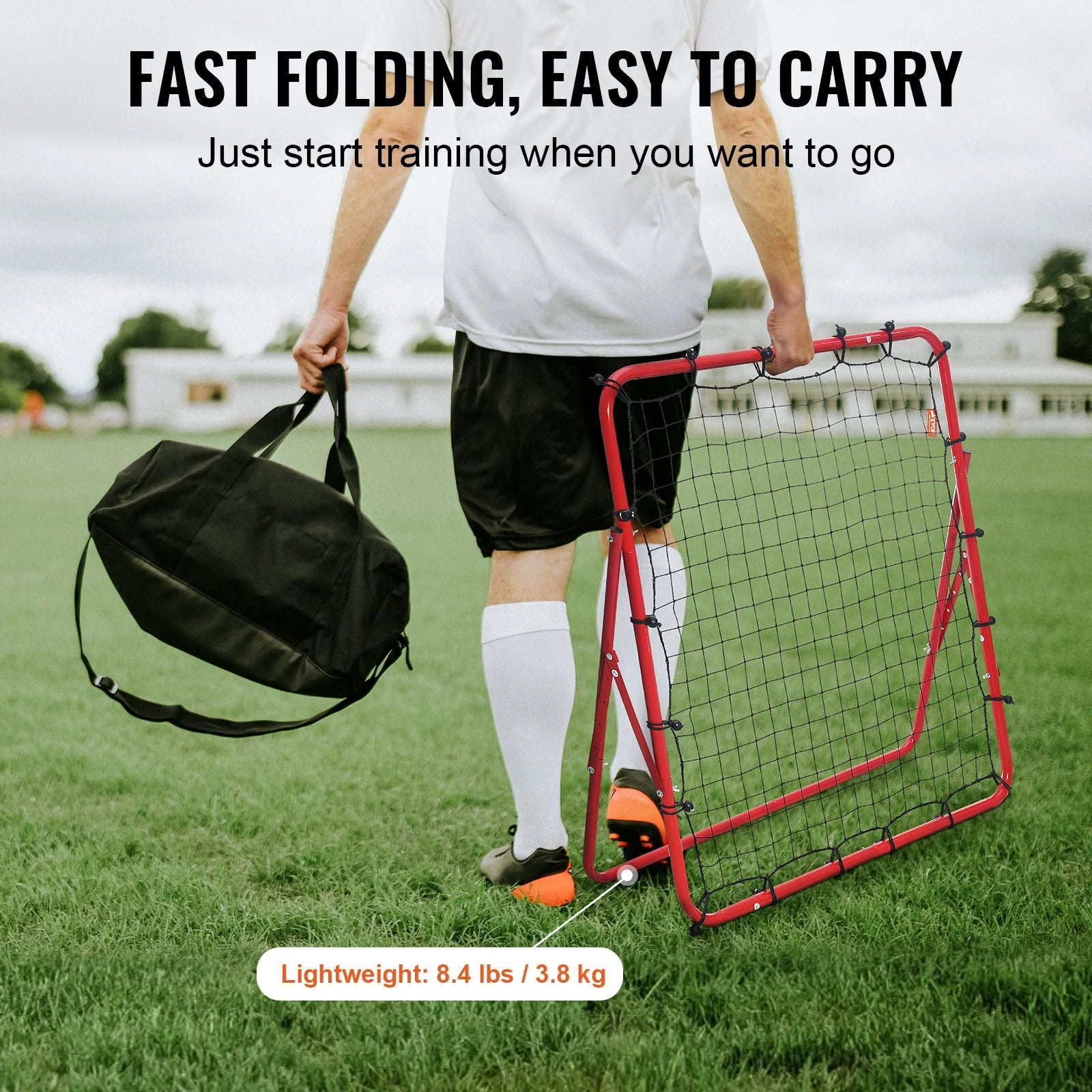 Soccer Rebounder Net Portable Football Training Equipment Adjustable Angle 39x39 ft