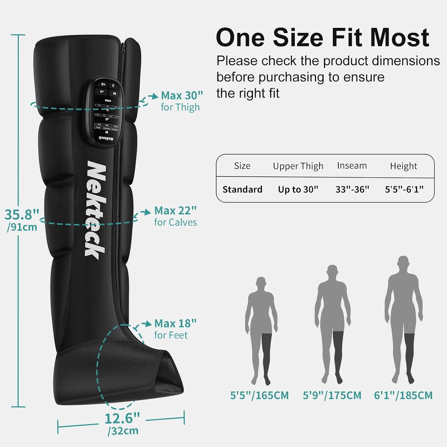 Cordless Leg Compression Massager Recovery System, (2-Pack) Middle | Rechargeable Compression Boots, 6 Modes, 4 Intensities, 3 Timer, FSA Eligible HSA Legs Relaxation Gifts for Athletes Gym
