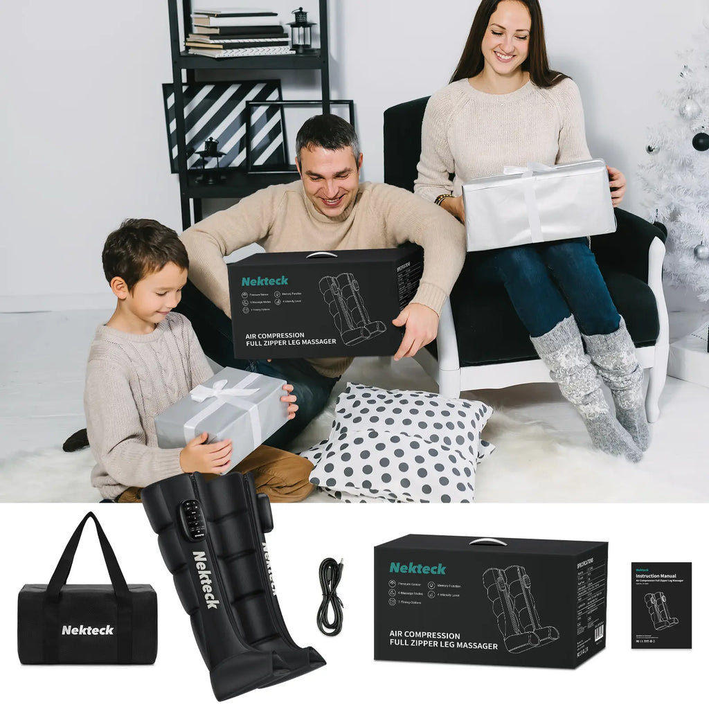 Nekteck Cordless Leg Massager Recovery System (Single Leg Only), Air Compression Massage, Full Leg Boots for Circulation and Pain Relief Comfort Daily
