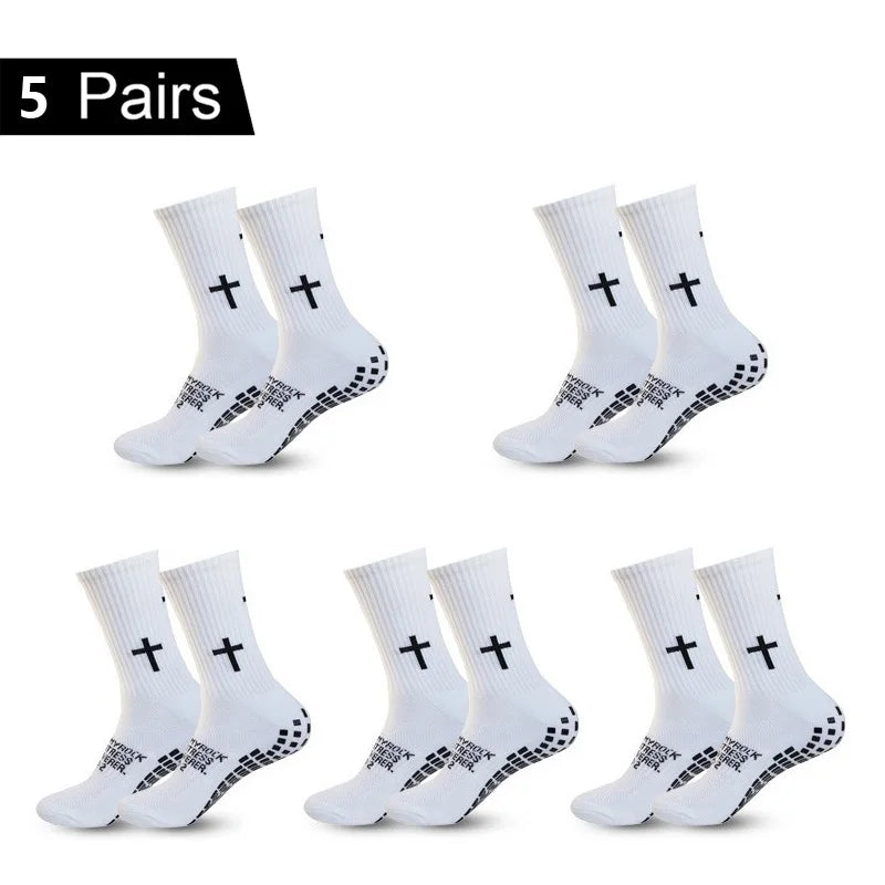 4/5/6 Pairs Anti-Slip Football Socks Men Woman Breathable Soccer Basketball Tennis Sports Socks Cycling Riding Socks Yoga Sock
