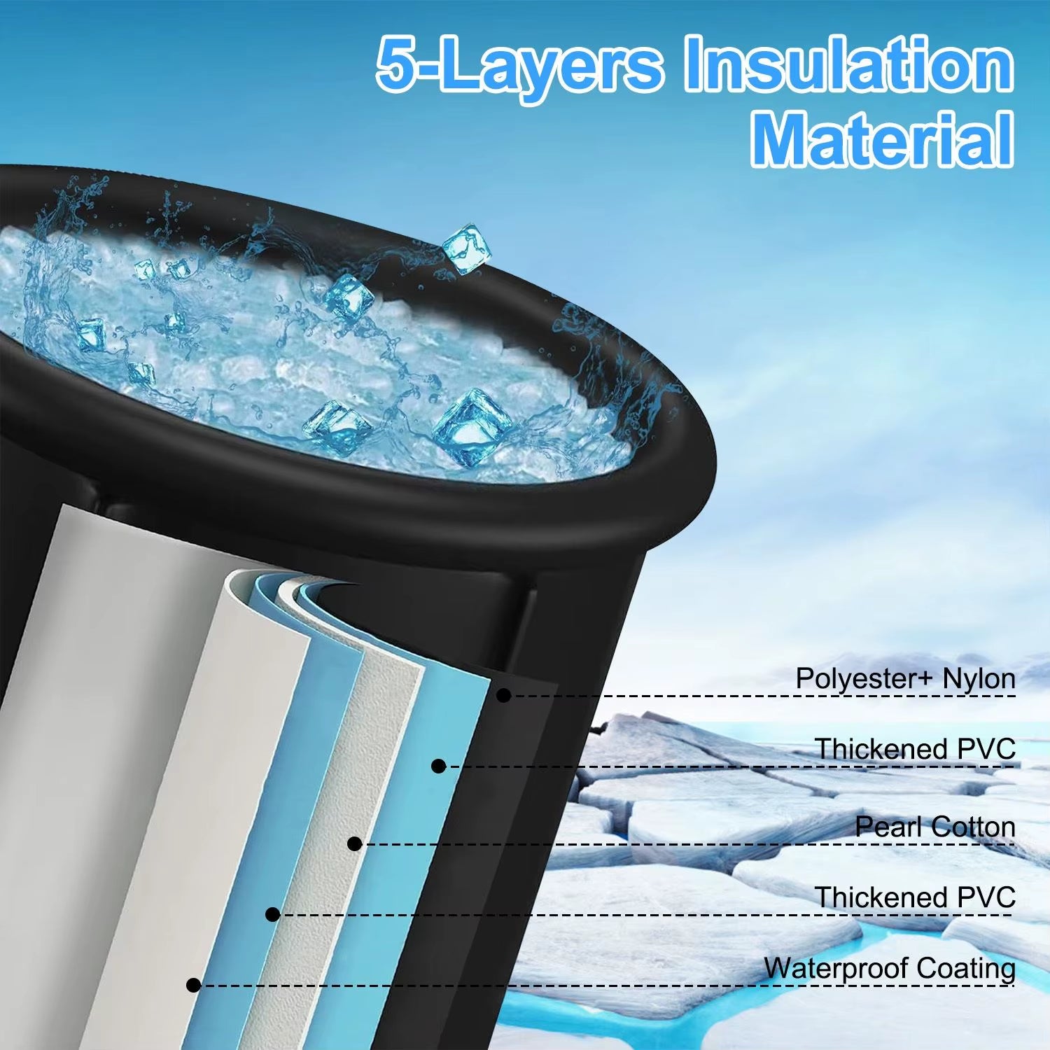 97Gal Large Size Portable Ice Bath Tub 660LBS Capacity Cold Water Therapy Plunge for Adults Athletes Recovery Outdoor Therapy